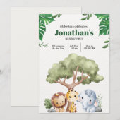 Animal Kingdom Een minimalistische verjaardagsvier Kaart (Voorkant / Achterkant)