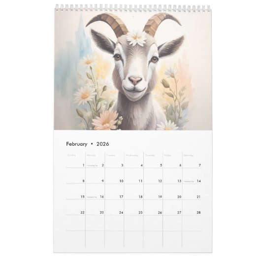 Animal Kingdom in Painterly Waterverf 2025 Kalender (Feb 2026)