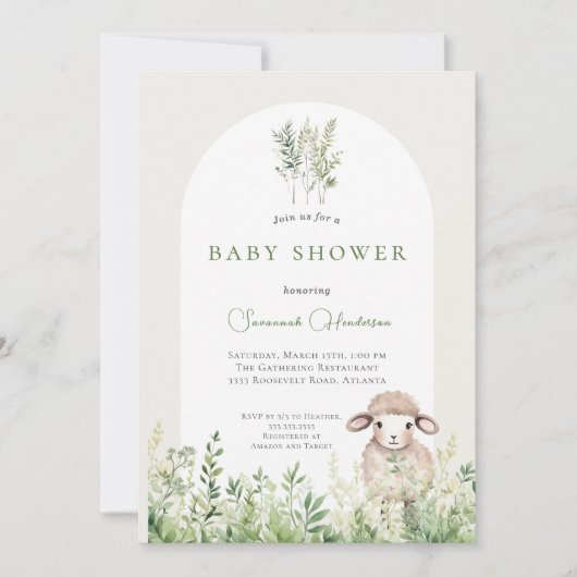 Animal Lamb Forest-Baby shower Kaart (Voorkant)