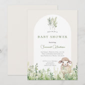 Animal Lamb Forest-Baby shower Kaart (Voorkant / Achterkant)