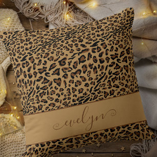 Animal Leopard Print Brown en Black op maat gemaak Kussen