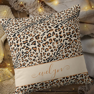 Animal Leopard Print Cream Black Tan op maat Kussen