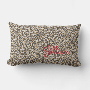 Animal Leopard Print Neutrals Red NAME Chic Trendy Kussen