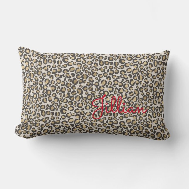 Animal Leopard Print Neutrals Red NAME Chic Trendy Kussen (Voorkant)