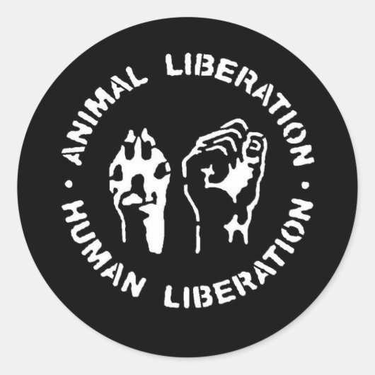 Animal Liberation Human Liberation Ronde Sticker (Voorkant)
