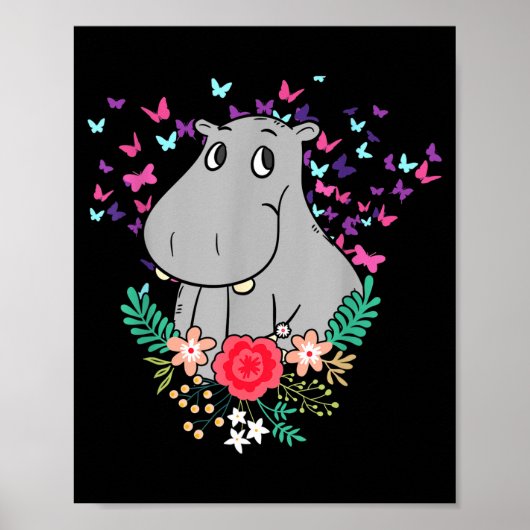Animal Lover Butterfly Valentines Day Gift Flowers Poster (Voorkant)