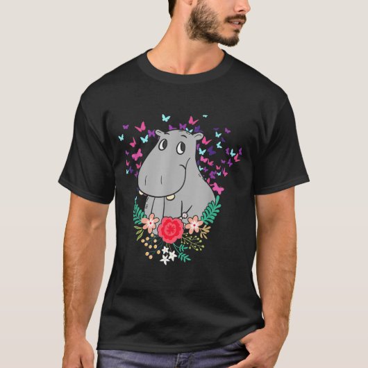 Animal Lover Butterfly Valentines Day Gift Flowers T-shirt (Voorkant)