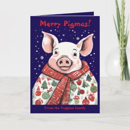 Animal Lover Christmas Pig Wrapped In A Holiday Bl Kaart