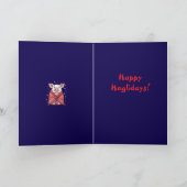 Animal Lover Christmas Pig Wrapped In A Red Blanke Kaart (Binnen)