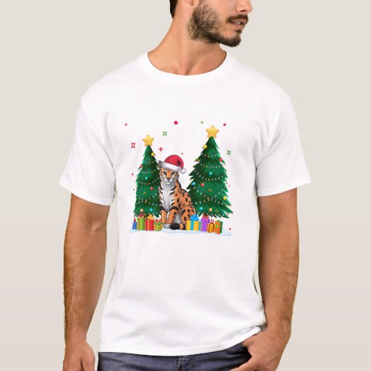 Animal Lovers Ocelot Santa T-shirt (Voorkant)