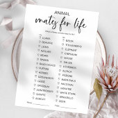 Animal Mates voor Life Vrijgezellenfeest Game Kaart
