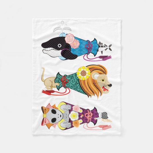 Animal megaphone ... fish, cat, girl (remake) fleece deken (Voorkant)