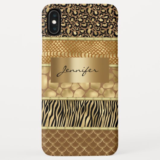 Animal Mixed Gold Zebra Giraffe Snake Skins Case-Mate iPhone Case (Achterkant)