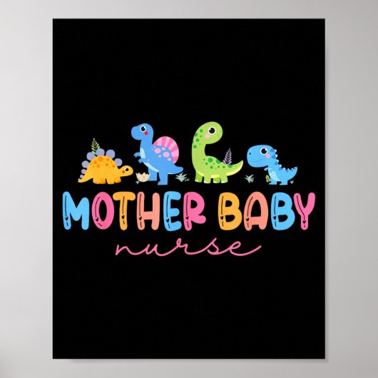 Animal Mother Baby Nurse Dinosaur Stpartum Rn Ob N Poster (Voorkant)