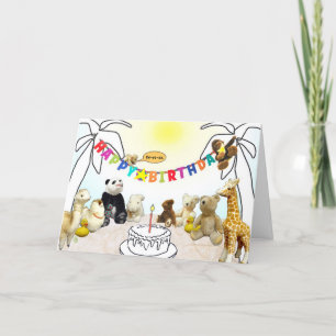 Animal One Candle Verjaardag Kaart