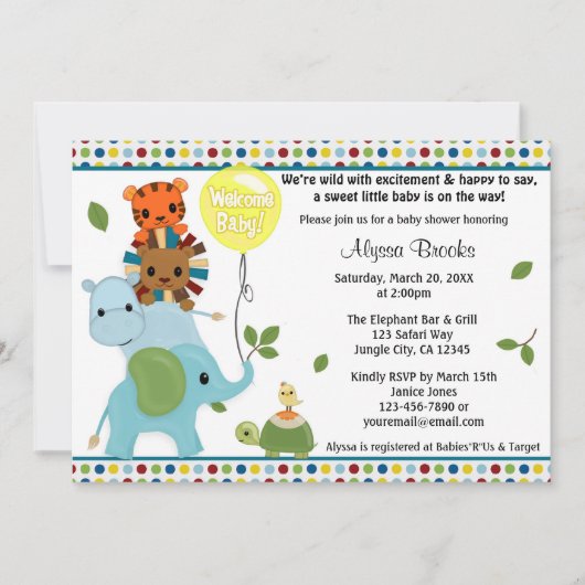Animal Parade Baby shower Invitation APK #3 Kaart (Voorkant)