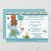 Animal Parade Baby shower Invitation elephant APK Kaart (Voorkant / Achterkant)