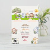 Animal Parade Baby shower Kaart (Staand voorkant)