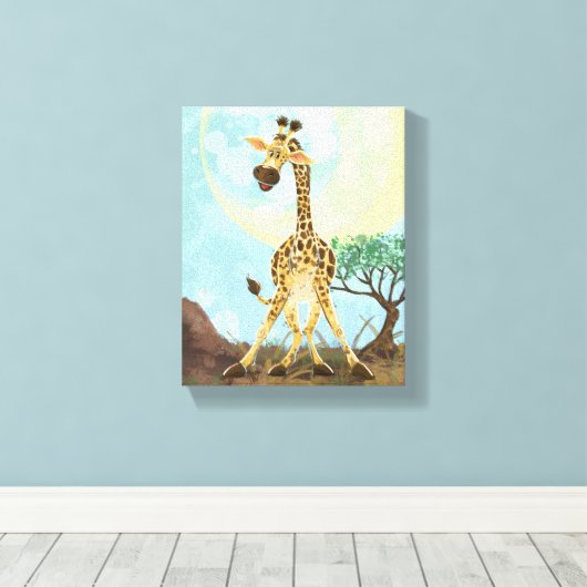 Animal Parade Giraffe Canvas Afdruk (Insitu (Houten vloer))