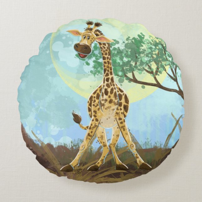Animal Parade Giraffe Rond Kussen (Voorkant)