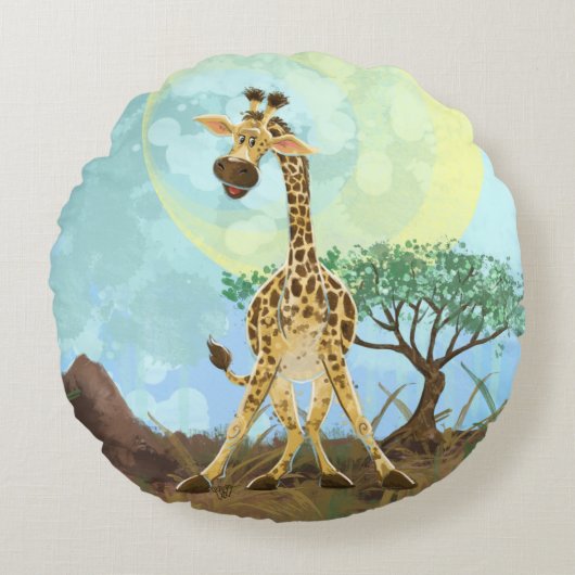 Animal Parade Giraffe Rond Kussen (Voorkant)