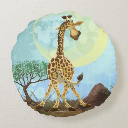 Animal Parade Giraffe Rond Kussen (Achterkant)