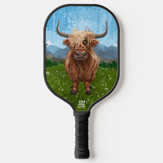 Animal Parade Highland Koe Pickleball Paddle (Voorkant)