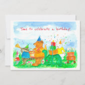Animal Parade Kids verjaardagsfeestje uitnodiging (Voorkant)