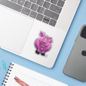 Animal Parade Pig Sticker (Laptop met iPhone)