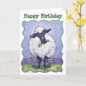 Animal Parade Schapen Art Happy Birthday Kaart (Gele Bloem)