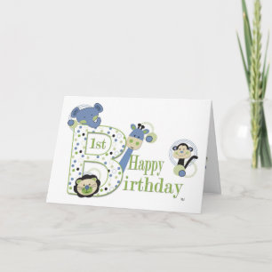 Animal Park 1st Birthday Card Kaart