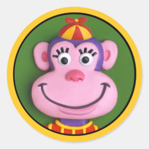 Animal Party Monkey Ronde Sticker