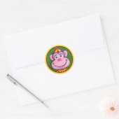 Animal Party Monkey Ronde Sticker (Envelop)