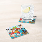 Animal Party Pirate Vierkant Papier Onderzetter (Insitu)