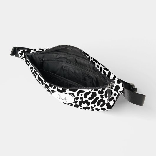 Animal Pattern Gepersonaliseerd Naam Reizen Zwart  Heuptasje (Open)