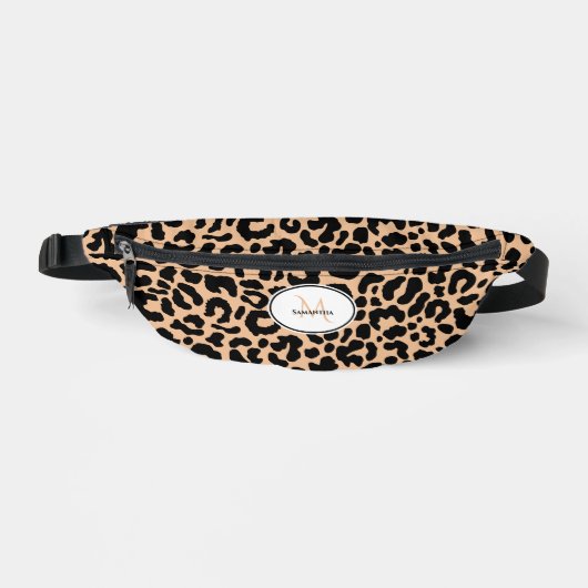 Animal Pattern Gepersonaliseerd Naam Travel Zwart  Heuptasje (Voorkant)