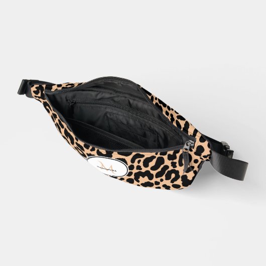 Animal Pattern Gepersonaliseerd Naam Travel Zwart  Heuptasje (Open)