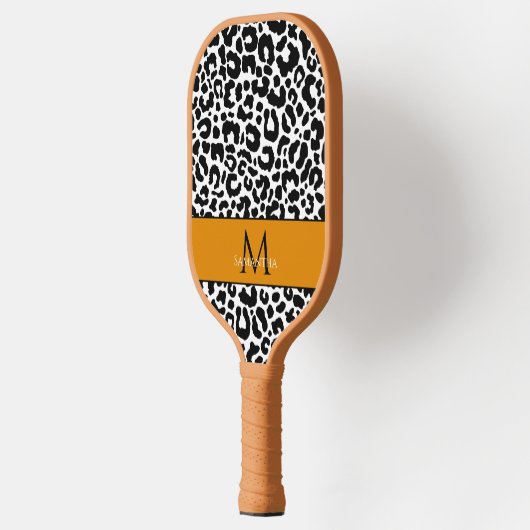 Animal Pattern Monogrammen Name Black White Sports Pickleball Paddle (Links)