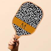 Animal Pattern Monogrammen Name Black White Sports Pickleball Paddle