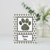 Animal Paw Dog Silhouette Dank u Briefkaart (Staand voorkant)