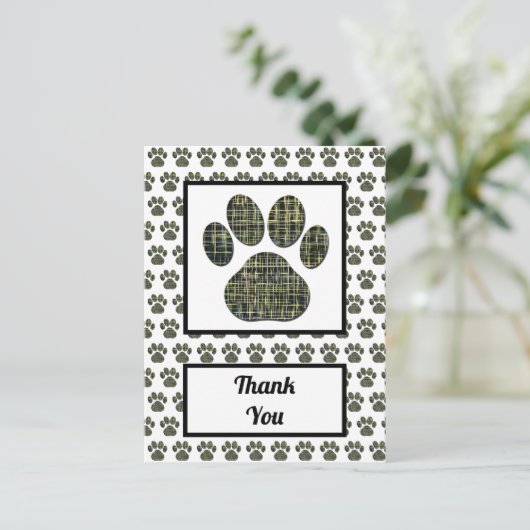Animal Paw Dog Silhouette Dank u Briefkaart (Staand voorkant)