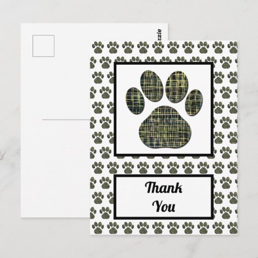 Animal Paw Dog Silhouette Dank u Briefkaart (Voorkant / Achterkant)