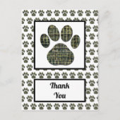 Animal Paw Dog Silhouette Dank u Briefkaart (Voorkant)