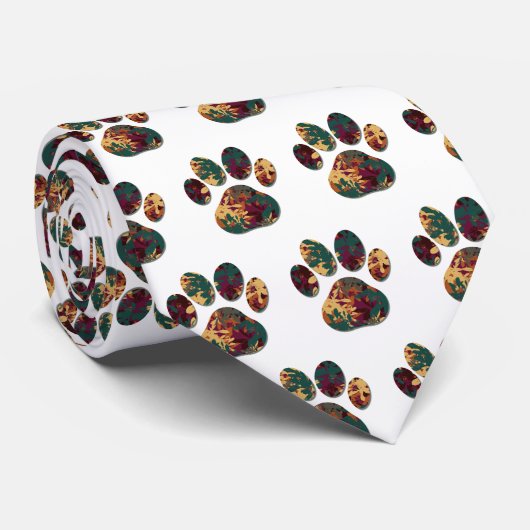 Animal Paw Pet Silhouette Thanksgiving Wit Stropdas (Opgerold)