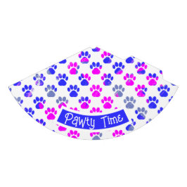 Animal Paw Silhouet Blauw Roze Pawty Papier Blauw Feesthoedjes