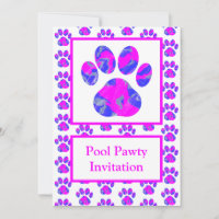 Animal Paw Silhouet Pool Pawty Roze Blauw