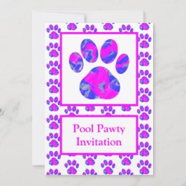 Animal Paw Silhouet Pool Pawty Roze Blauw Kaart
