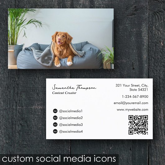 Animal Pet Influencer Volledige foto QR-code Visitekaartje