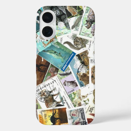 Animal Postage Stamps iPhone Case (Achterkant)