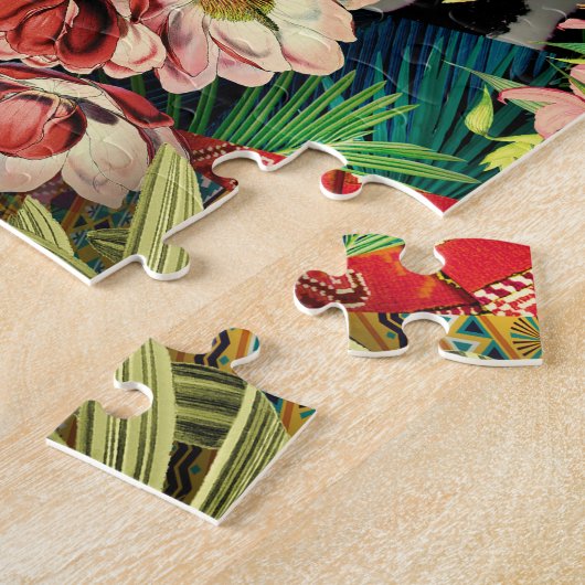 Animal Print and Tropical Floral Abstract Pattern Legpuzzel (Zijkant)